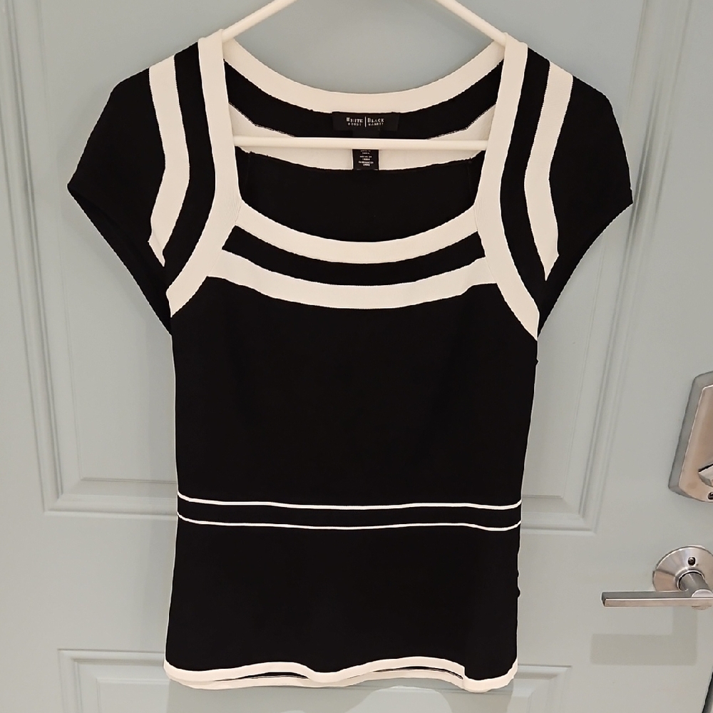 White House Black Market Black and White Tank Top